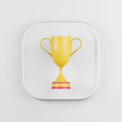 Poster - Winner cup yellow icon. 3d rendering white square button key, interface ui ux element.