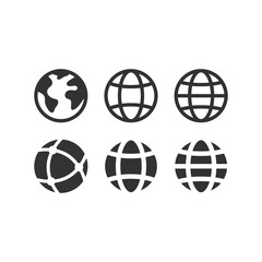 Wall Mural - Globe web vector icon set. Planet Earth icons for websites.