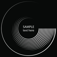 Wall Mural - White abstract radial concentric speed lines. Vector illustration. Design element for technology round logo, striped border frame, blackout tattoo, prints, monochrome pattern and abstract background