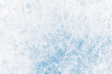 Ice texture crystal, blue tones background. Textured cold frosty surface of ice.