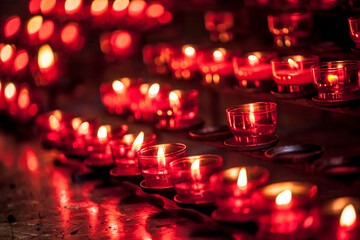 Wall Mural - Red Wish Candles in a Christian Church