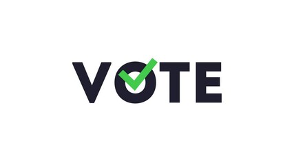 Poster - vote text animation with checkbox, US election concept, black, green colors
