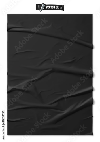 Texture de papier noir collé vectorielle sur fond blanc © He2