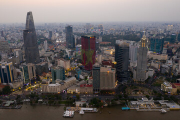 Wall Mural - Royalty high quality free stock image aerial view of Ho Chi Minh city, Vietnam