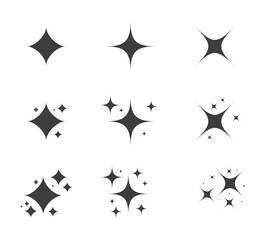 Wall Mural - sparkle icon set. shiny cartoon stars. glowing light effect stars and bursts collection.