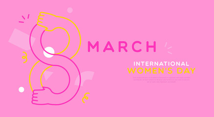 Wall Mural - Women's Day outline hand march 8 template