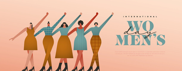 Wall Mural - Women's Day parade woman group template