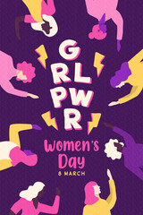 Wall Mural - Women's Day girl pwer diverse woman card
