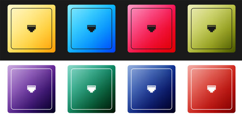 Poster - Set Ethernet socket sign. Network port - cable socket icon isolated on black and white background. LAN port icon. Local area connector icon. Vector.