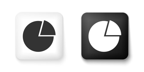 Leinwandbilder - Black and white Pie chart infographic icon isolated on white background. Presentation graph sign. Diagram chart sign. Market analytics symbol. Square button. Vector.