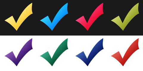 Fototapete - Set Check mark icon isolated on black and white background. Tick symbol. Vector.