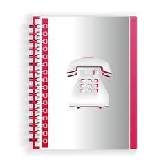 Poster - Paper cut Phone book icon isolated on white background. Address book. Telephone directory. Paper art style. Vector.