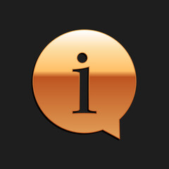 Fototapete - Gold Information icon isolated on black background. Long shadow style. Vector.