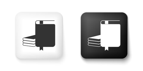 Fototapete - Black and white Book icon isolated on white background. Square button. Vector.