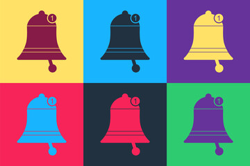 Fototapete - Pop art Bell icon isolated on color background. New Notification icon. New message icon. Vector.