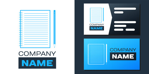 Poster - Logotype Blank notebook and pencil with eraser icon isolated on white background. Logo design template element. Vector.