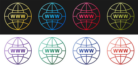 Poster - Set Go To Web icon isolated on black and white background. Www icon. Website pictogram. World wide web symbol. Internet symbol for your web site design, app. Vector.