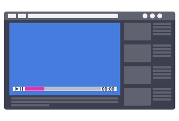 Video screen vector illustration. Video player or recorder