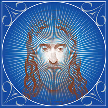Vector Image Of Jesus Christ In The Style Of Classical Graphics Postcard Engraving Icon
