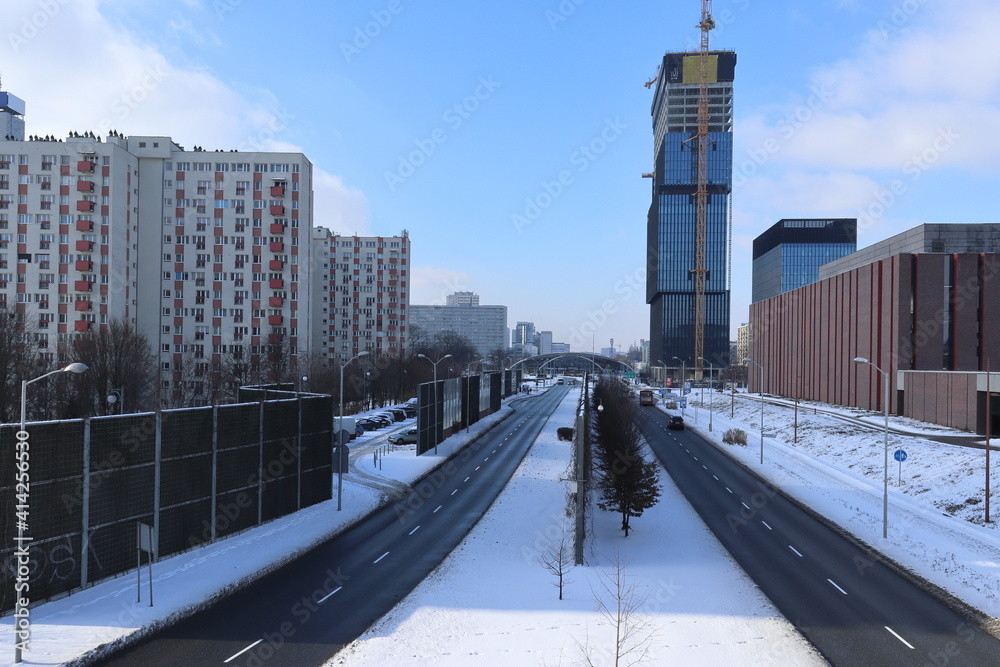 Katowice centrum miasta zimą - obrazy, fototapety, plakaty 