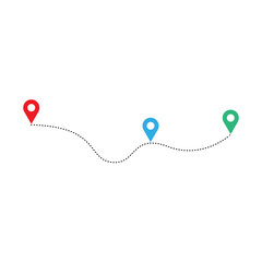 Wall Mural - Route line icon with map pin . Vector symbol in trendy flat style on white background. Travel sing for design.