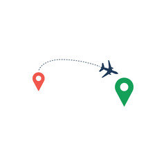 Wall Mural - Route line icon with map pin . Vector symbol in trendy flat style on white background. Travel sing for design.