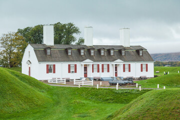 Canada, Nova Scotia, Annapolis Royal. Fort Anne National Historic Site, replica of 1635 French fort.