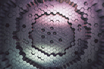 Poster - Abstract hologram color metal honey combs background