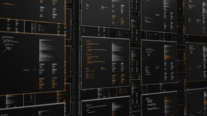Poster - Abstract digital background made of different shapes with detailed elements. Animation. Concept of AI artificial intelligence in computer science.