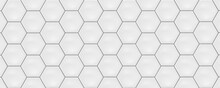 White Hexagon Ceramic Tiles. Modern Seamless Pattern, White Colored Hexagon Ceramic Tiles. 