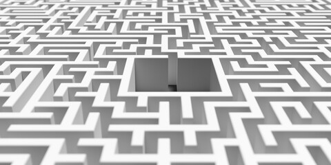 Wall Mural - Large white maze or labyrinth over white background, success, strategy or solution concept