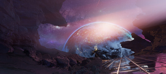 Wall Mural - earth view from another planet