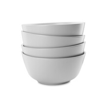 Clean Empty Ceramic Bowls On White Background