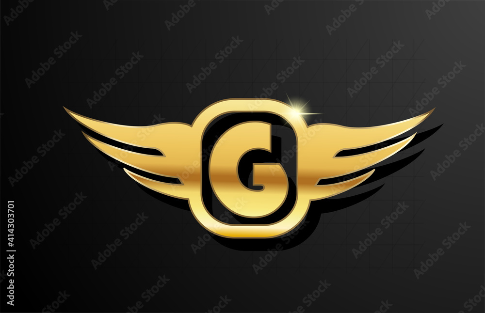 G gold letter logo alphabet for business and company with yellow color ...