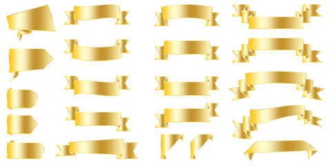 Poster - gold ribbons on white background. gold bow set. yellow gold ribbons in vintage style. stock image. e