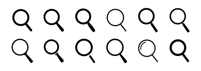 Poster - Set of search magnifying glass icons. Vector flat icons for use in website, ui and apps.