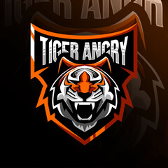 Tiger angry mascot logo esport design