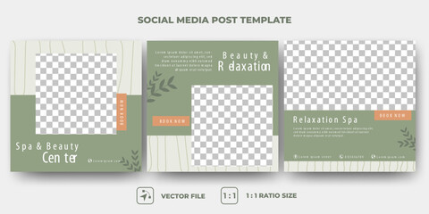 set of spa and massage services promotion banner template. vector design with a photo collage. suita