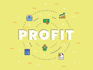 Wall Mural - profit typography calligraphy word art with filled color style