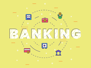 Wall Mural - banking typography calligraphy word art with filled color style