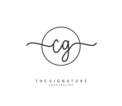 CG Initial letter handwriting and signature logo. A concept handwriting initial logo with template element.