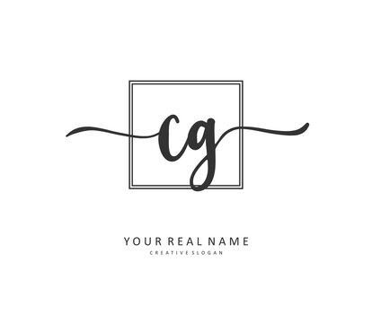 CG Initial letter handwriting and signature logo. A concept handwriting initial logo with template element.