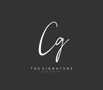 CG Initial letter handwriting and signature logo. A concept handwriting initial logo with template element.