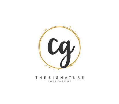 CG Initial letter handwriting and signature logo. A concept handwriting initial logo with template element.