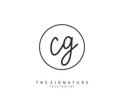 CG Initial letter handwriting and signature logo. A concept handwriting initial logo with template element.