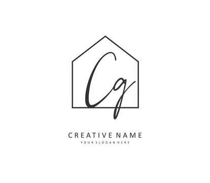 CG Initial letter handwriting and signature logo. A concept handwriting initial logo with template element.