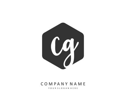 CG Initial letter handwriting and signature logo. A concept handwriting initial logo with template element.
