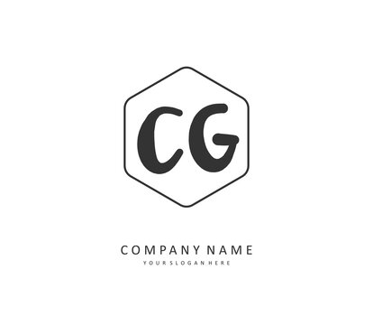CG Initial letter handwriting and signature logo. A concept handwriting initial logo with template element.