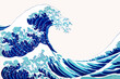 Vintage wave Japanese vector border, remix of artwork by Katsushika Hokusai