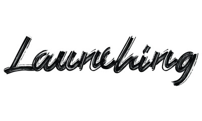 Aufkleber - Launching Typography Black Text Hand written Brush font drawn phrase decorative script letter on the White background for sayings